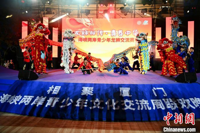 兩岸青少年同臺呈現(xiàn)龍獅表演?！⊥鯑|明 攝