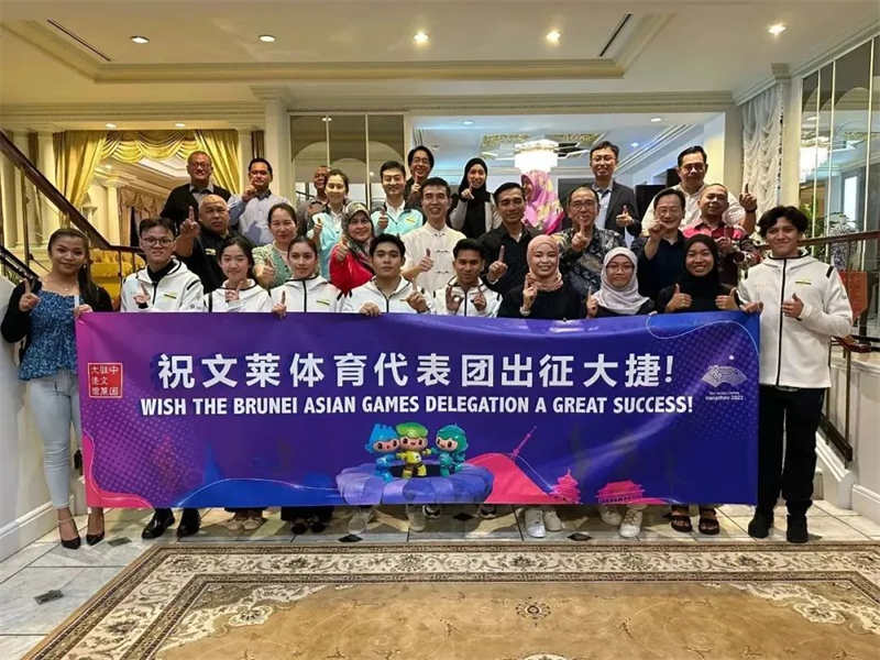 肖建國(guó)大使同參加歡送儀式的文方嘉賓、代表團(tuán)成員等合影留念。圖片由使館提供