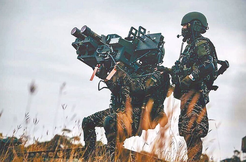 臺(tái)海軍陸戰(zhàn)隊(duì)肩抗“毒刺”導(dǎo)彈發(fā)射器準(zhǔn)備射擊。圖片來源：臺(tái)灣“中時(shí)新聞網(wǎng)”。