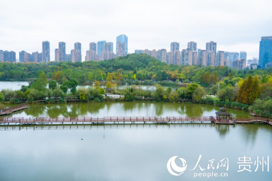 秋日時(shí)節(jié)，觀山湖公園景色美不勝收。人民網(wǎng) 陽(yáng)茜攝