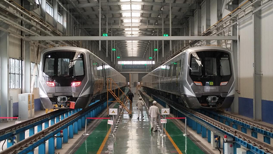 石家莊地鐵二號(hào)線列車。 中車齊車集團(tuán)石家莊公司供圖