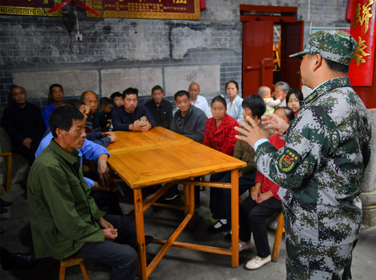 民兵學(xué)習(xí)宣講。受訪單位供圖