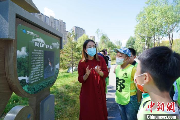 圖為小朋友在青海西寧湟水國家濕地公園內(nèi)學(xué)習(xí)濕地知識。　馬銘言 攝