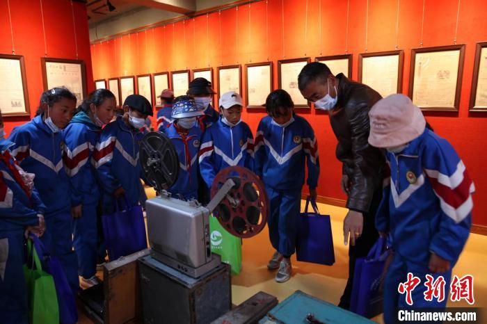 資料圖為玉樹市第四完小學(xué)生參觀鑄牢中華民族共同體意識主題展?！『F龍 攝