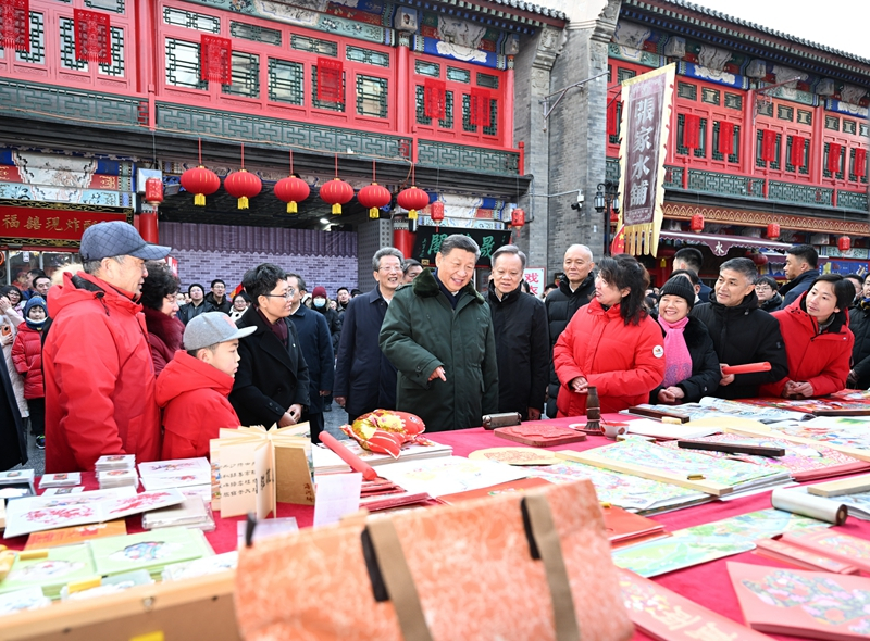 2024年2月1日，習(xí)近平總書記在天津古文化街考察。
