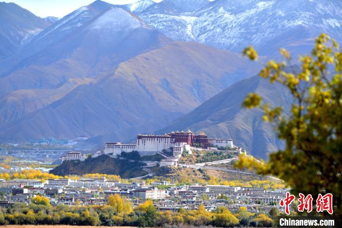 10月24日，雪山、布達(dá)拉宮和秋色組成“風(fēng)景畫”?！〗w波 攝