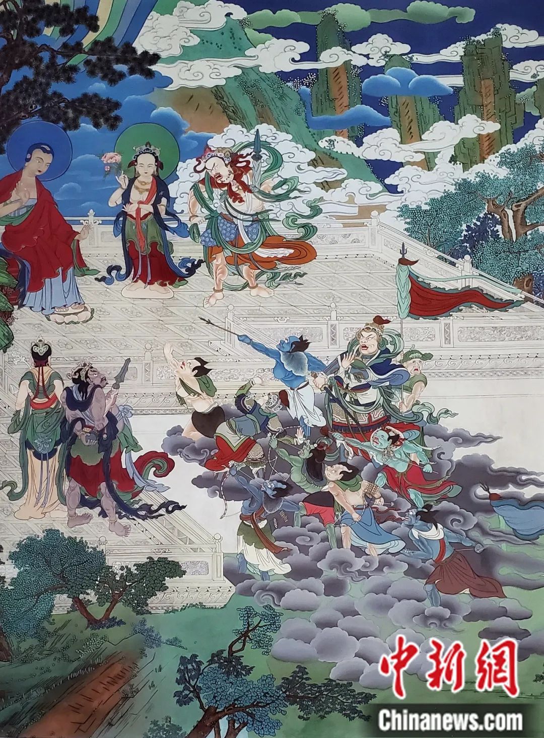 臨摹、補(bǔ)繪的青海瞿曇寺壁畫。受訪者 供圖